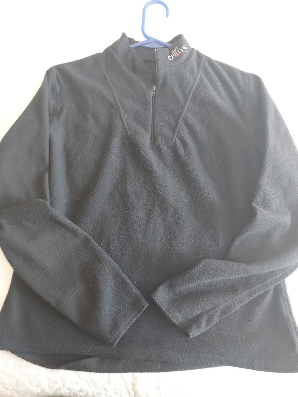 Hot Chillys Size Small? Black Fleece Shirt 1/4 zip GUC lightweight Mens? Unisex?